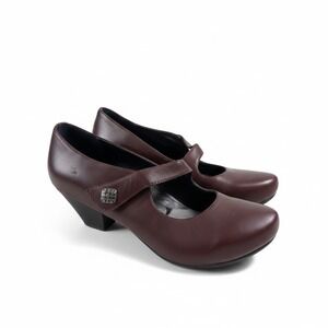 Dansko Mary Jane Heels Burgundy Leather Block Heel Shoes Women's Size‎ 40 Casual